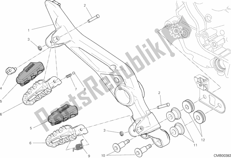 Todas as partes de Apoios Para Os Pés, Certo do Ducati Hypermotard SP USA 821 2014